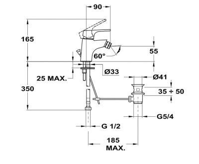 501 JUN EVO  Смеситель для биде с металлическим донным клапаном  MOFEM