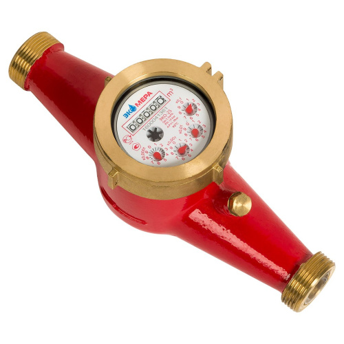 Счетчик воды ЭКОМЕРА ЭКО Ду25 L260 ГВС-ХВС многоструйный антимагнитный, резьбовой. Сгоны в комплекте