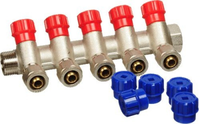 Коллектор с Регулировочными вентилями  3/4" х 5 выходов 16 мм Наружная резьба TeRma (TRm)  