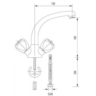 114 METALLICA CER  Смеситель для мойки, излив 150 мм. с керамической кран-буксой MOFEM