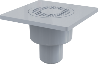 Сливной трап 150х150/50 мм прямой сток, серая решетка, мокрый гидрозатвор APV4