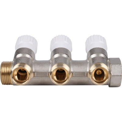 Регулировочный коллектор  на 3 вых 3/4" х 1/2" STOUT никель  SMB 6851 341203