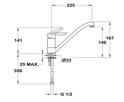 302 MAMBO  Смеситель для мойки c поворотным изливом 225 мм  MOFEM 