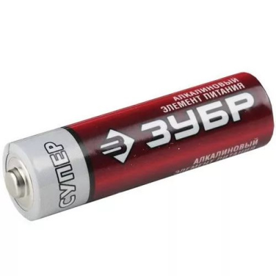 Батарейка ЗУБР СУПЕР , тип ААА, LR03 - 1.5B , щелочные(алкалиновые) на карточке, 4 шт.уп.