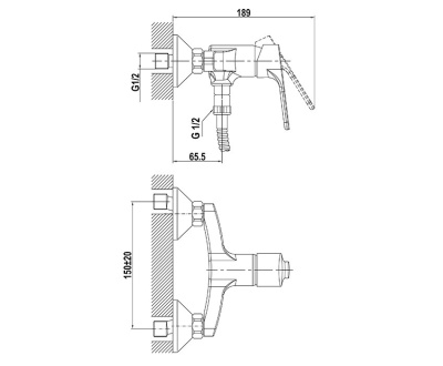 402 PRO  Смеситель для душ.кабины без излива с настенным держателем MOFEM
