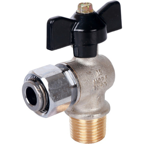 Кран шаровой с накидной гайкой угловой  1/2" резьба вн.-нар., ручка бабочка STOUT