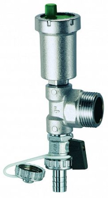 Хромированный узел 3/4" с автоматич воздухоотводчиком и сливным краном  нар. р