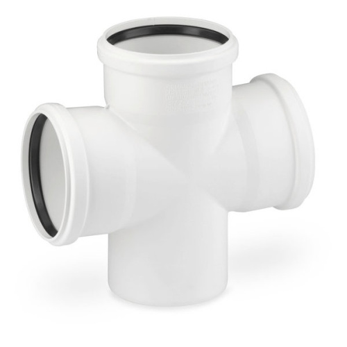 Крестовина одноплоскостная DN 125 х 110 x 45 мм   REHAU Raupiano Plus (Цвет Белый) 11235941001