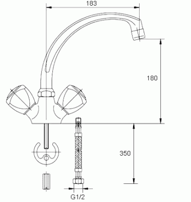 106 TRIGO CER  Смеситель для мойки, излив 180 мм. с керамической кран-буксой MOFEM