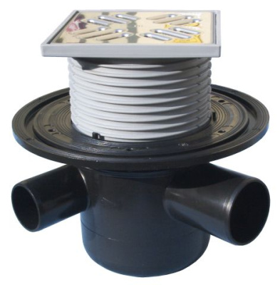 HL 304 DN 50 Трап с горизонтальным выпуском, с 3-мя доп входами (заглушены ) и обр клапаном 