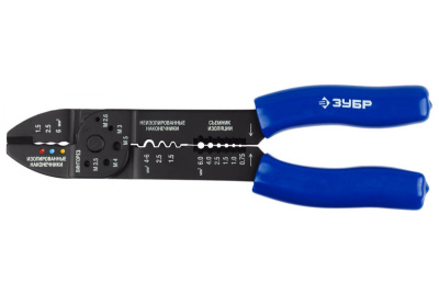 Электропассатижи ЗУБР,19 функций,0.75 - 6.0 мм2,кусачки для кабеля, обжим наконечников,корпус 3мм.