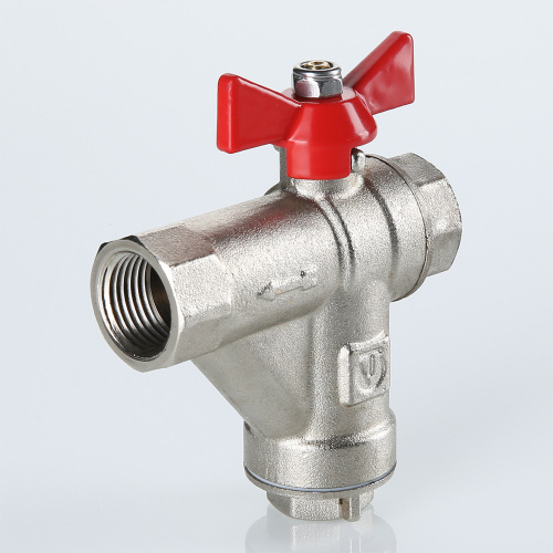 Кран шаровый со встроенным прямым фильтром, рукоятка бабочка 1/2" вн.-вн. VALTEC VT.294.N.04 