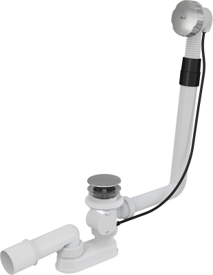 Сифон для ванны автомат 1.1/2"х40 A550KM Alcaplast металл, дон/ клапан/реш.перелива(Пластик/Металл)