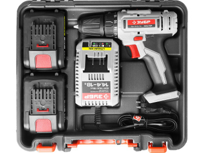 Дрель-шуруповерт аккумуляторная Li-ion 18 В,2 скорости,реверс,1.5 Ач,10 мм, 2АКБ,БЗУ , ЗУБР