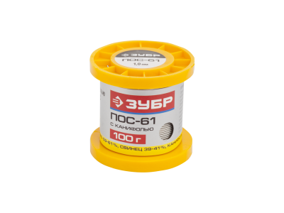 Припой оловянно-свинцовый ЗУБР, ПОС 61 проволока 50г, 1мм  Sn-61%, Pb-39%