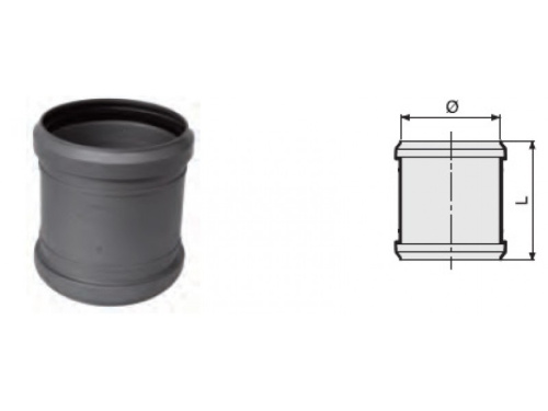 Муфта ремонтная канализационная DN  110 мм полипропиленовая, серая Синикон