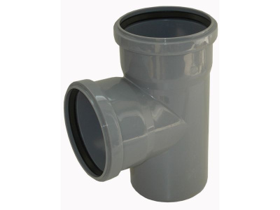 Тройник канализационный редукционный прямой DN  110x50мм на 90° полипропиленовый, серый Синикон