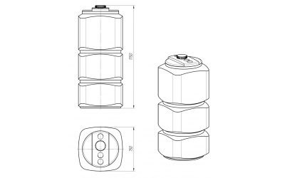 Емкость L 750 oil для топлива 782 х 782 мм (ширина х длина) 150 мм диаметр горловины